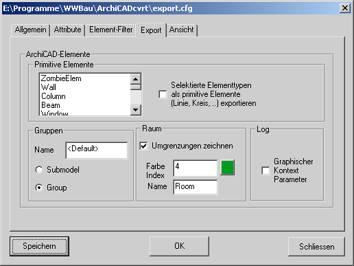 exporteinstellungen export
