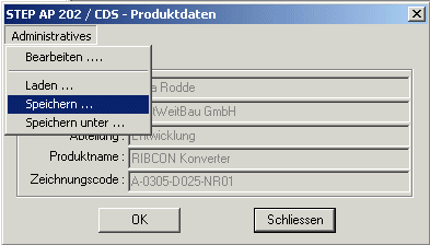 Produktdaten speichern