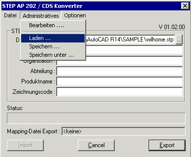 Admindatei laden