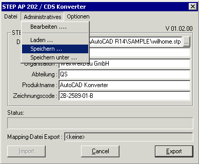 Administrative Daten speichern